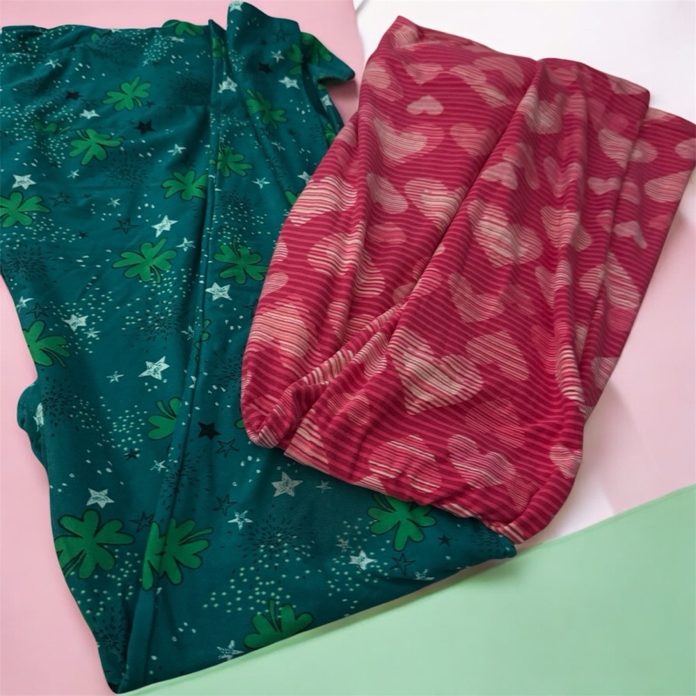 LuLaRoe Green and Pink Leggings